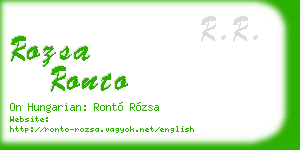 rozsa ronto business card